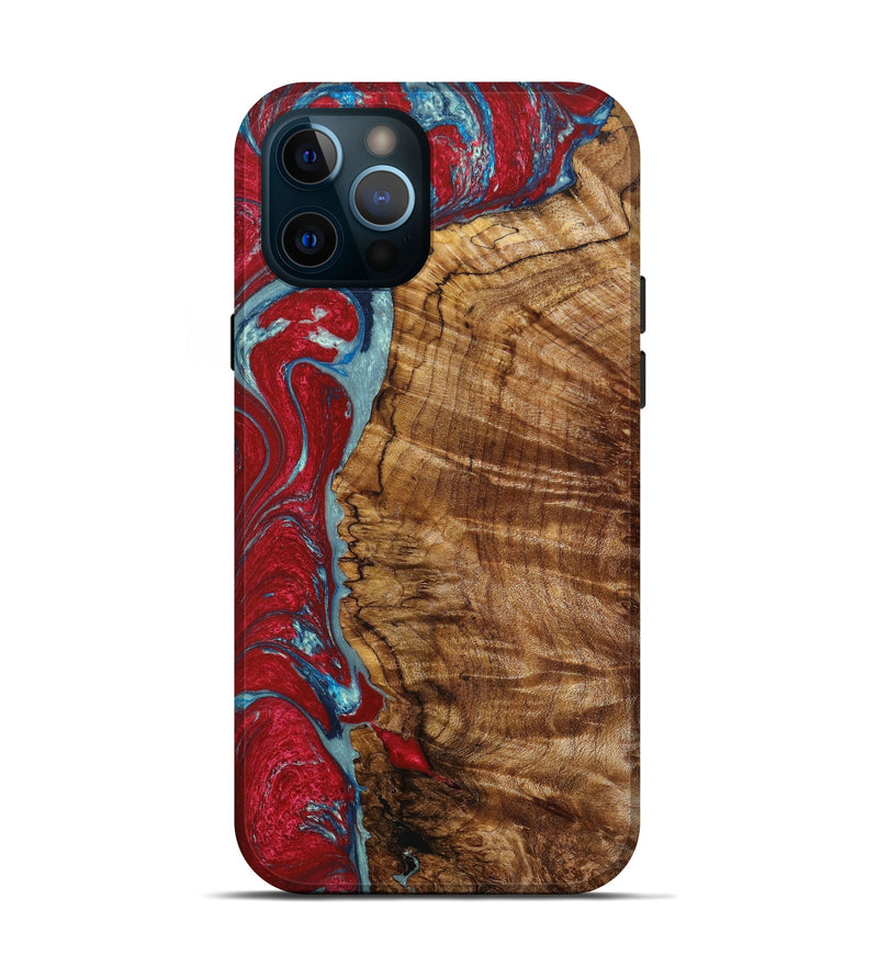 iPhone 12 Pro Wood+Resin Live Edge Phone Case - Patsy (Red, 636311)