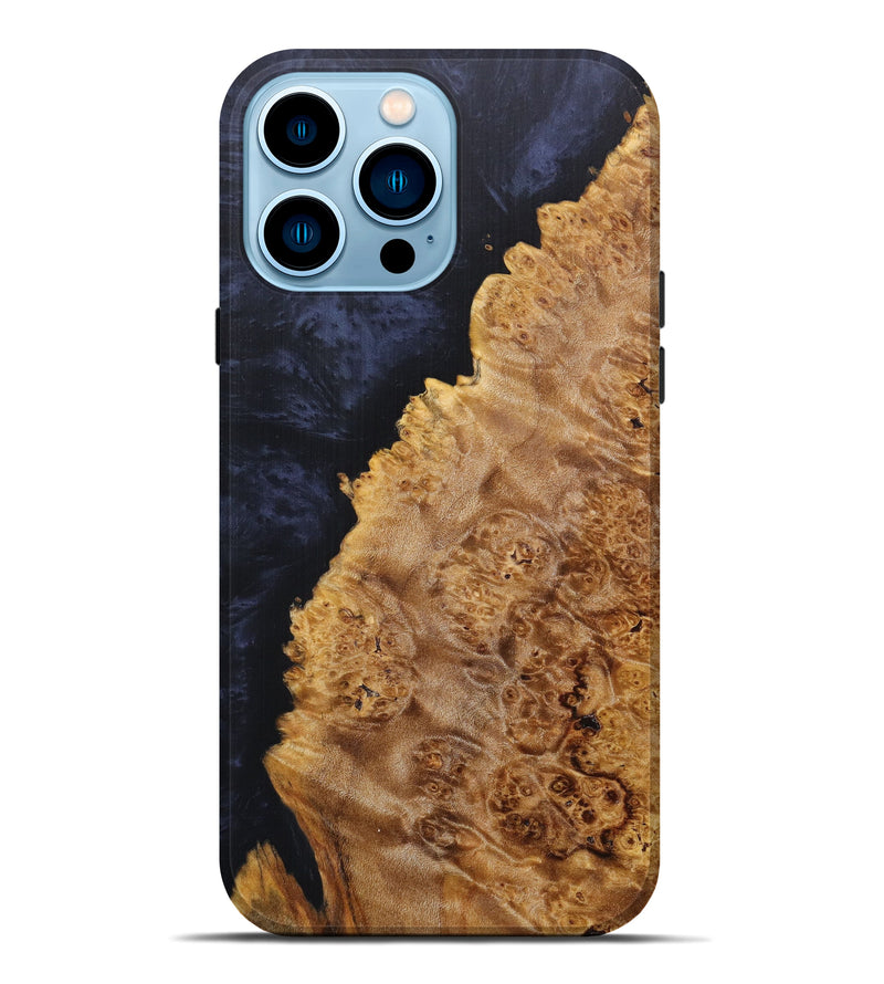 iPhone 14 Pro Max Wood+Resin Live Edge Phone Case - Gisella (Pure Black, 607148)