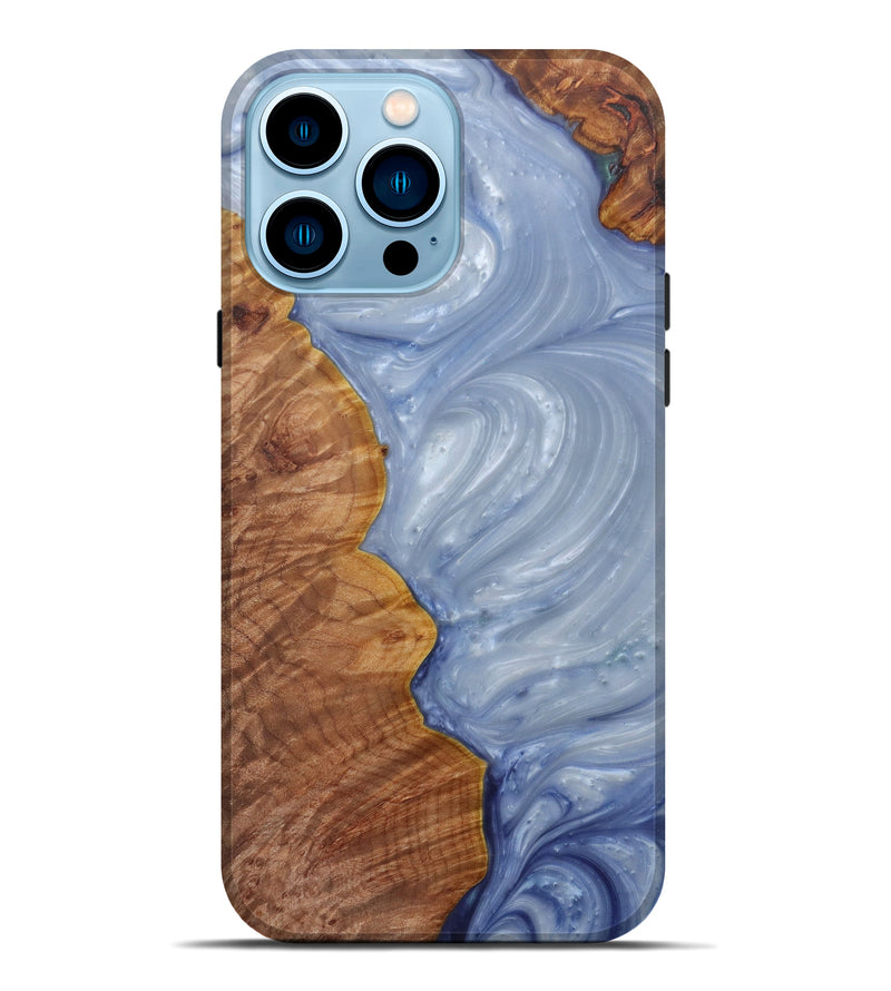 iPhone 14 Pro Max Wood+Resin Live Edge Phone Case - Duane (Light Blue, 586762)