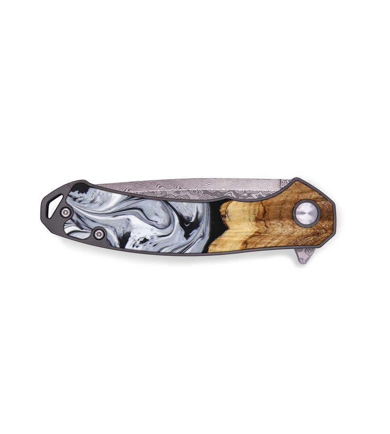 EDC Wood+Resin Pocket Knife - Chance (Black & White, 642787)