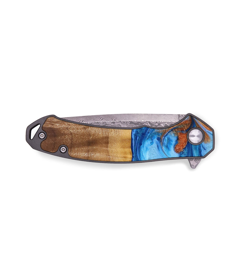 EDC Wood+Resin Pocket Knife - Joanne (Teal & Gold, 642794)