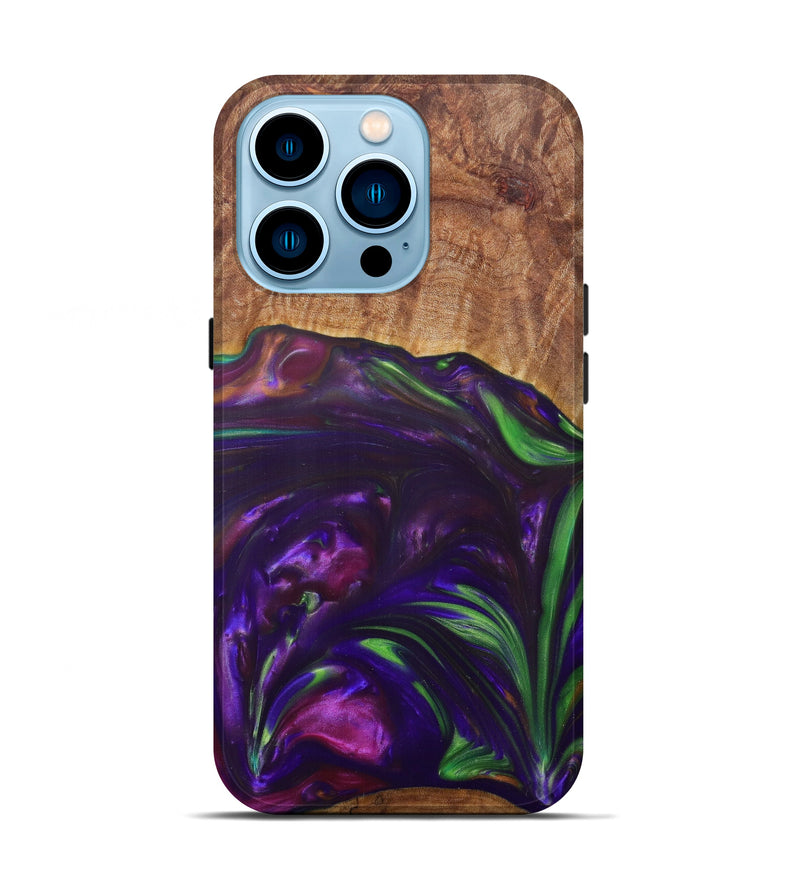 iPhone 14 Pro Wood+Resin Live Edge Phone Case - Atalanta (Purple, 600133)