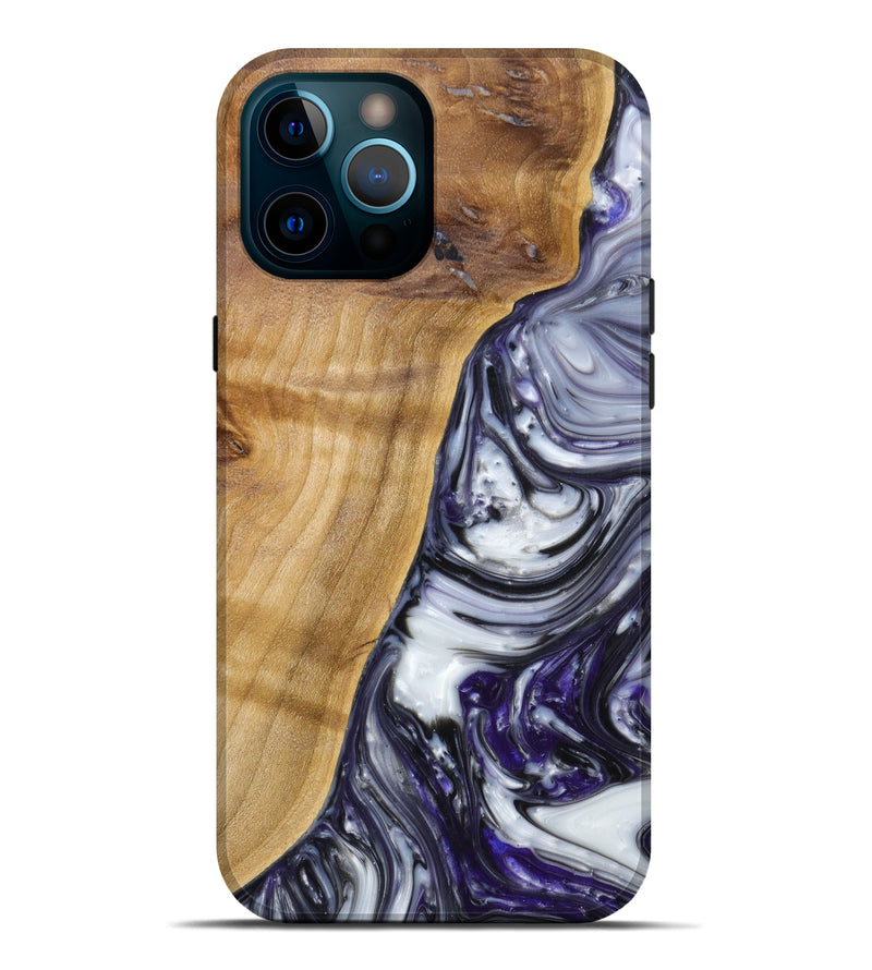 iPhone 12 Pro Max Wood+Resin Live Edge Phone Case - Maxine (Black & White, 626628)