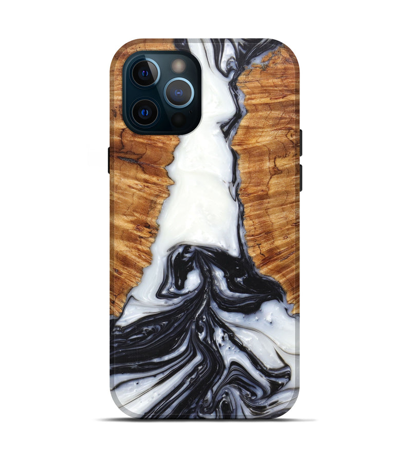 iPhone 12 Pro Wood+Resin Live Edge Phone Case - Jinny (Black & White, 605674)