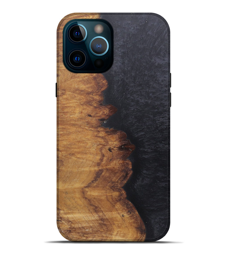iPhone 12 Pro Max Wood+Resin Live Edge Phone Case - Nga (Pure Black, 600168)
