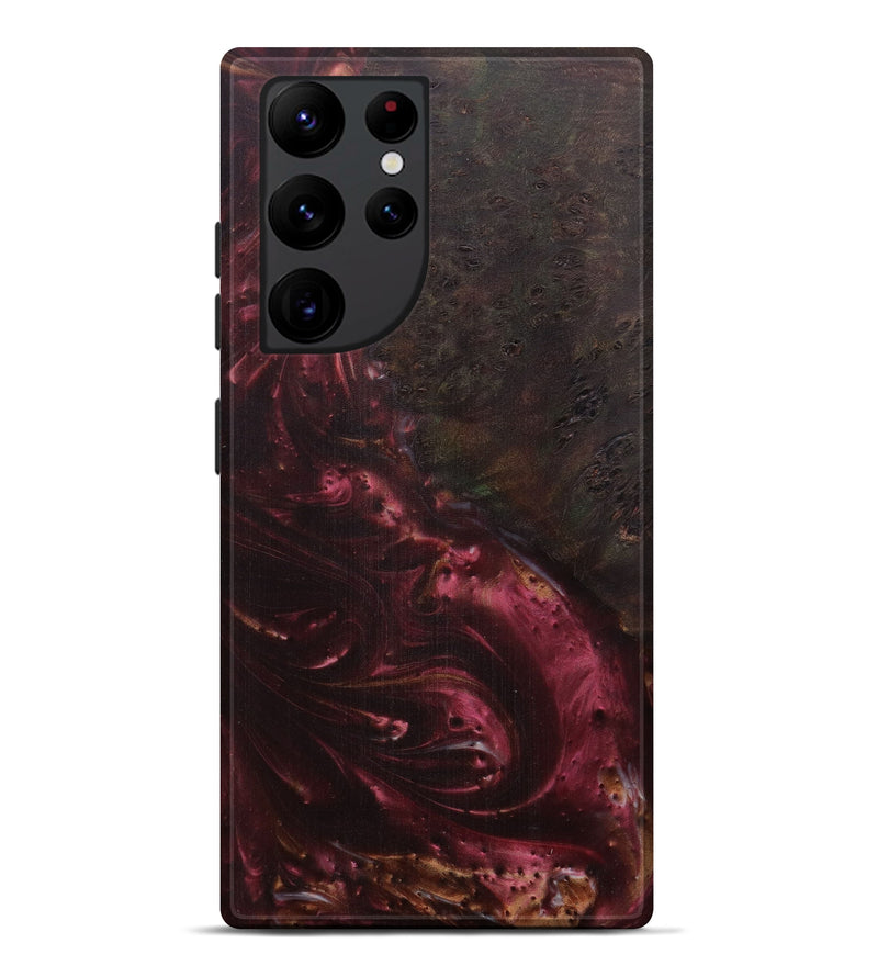 Galaxy S22 Ultra Wood+Resin Live Edge Phone Case - Justine (Dark Red, 592322)