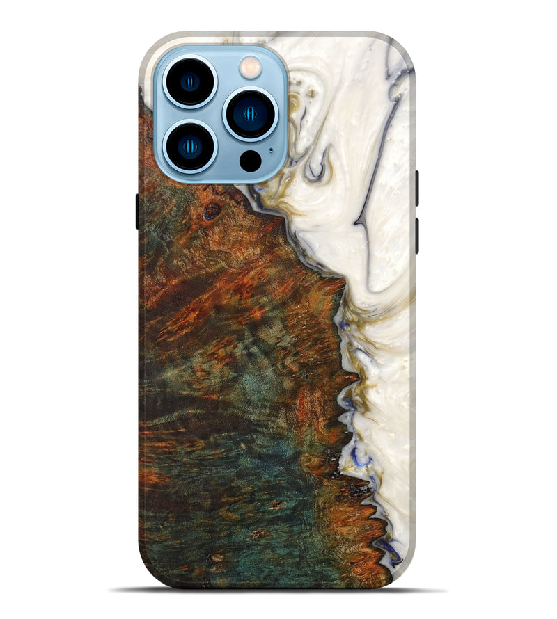 iPhone 14 Pro Max Wood+Resin Live Edge Phone Case - Coleson (Black & White, 628637)