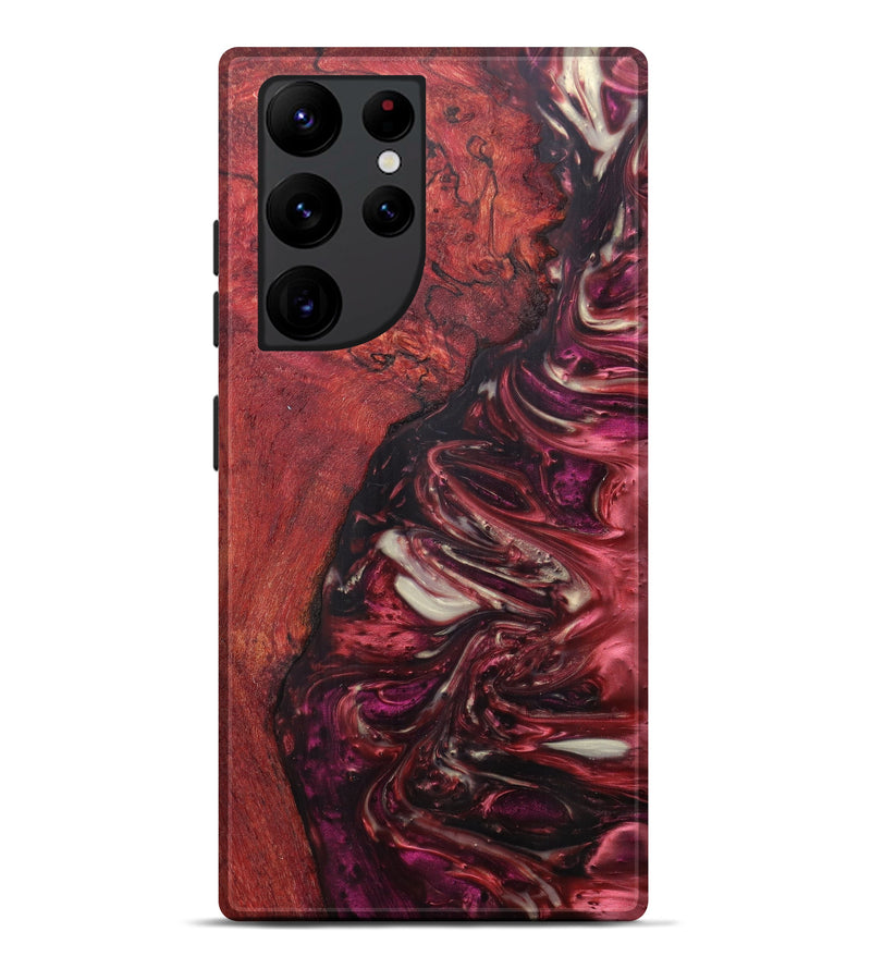 Galaxy S22 Ultra Wood+Resin Live Edge Phone Case - Belia (Dark Red, 596347)