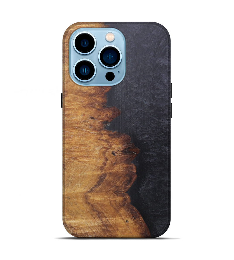 iPhone 14 Pro Wood+Resin Live Edge Phone Case - Malorie (Pure Black, 595485)