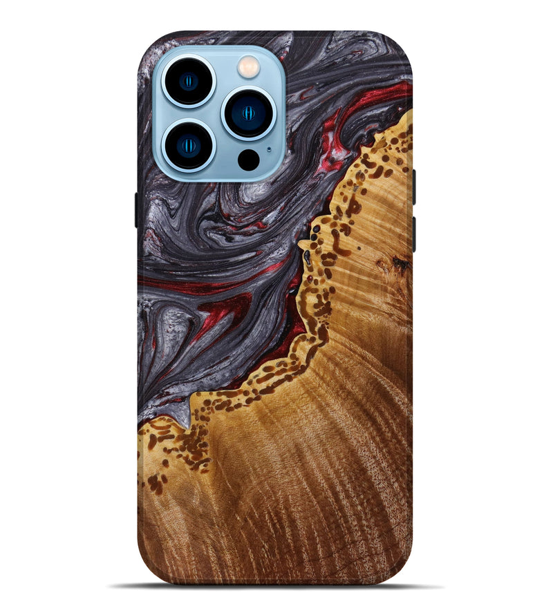 iPhone 14 Pro Max Wood+Resin Live Edge Phone Case - Stacie (Red, 646035)