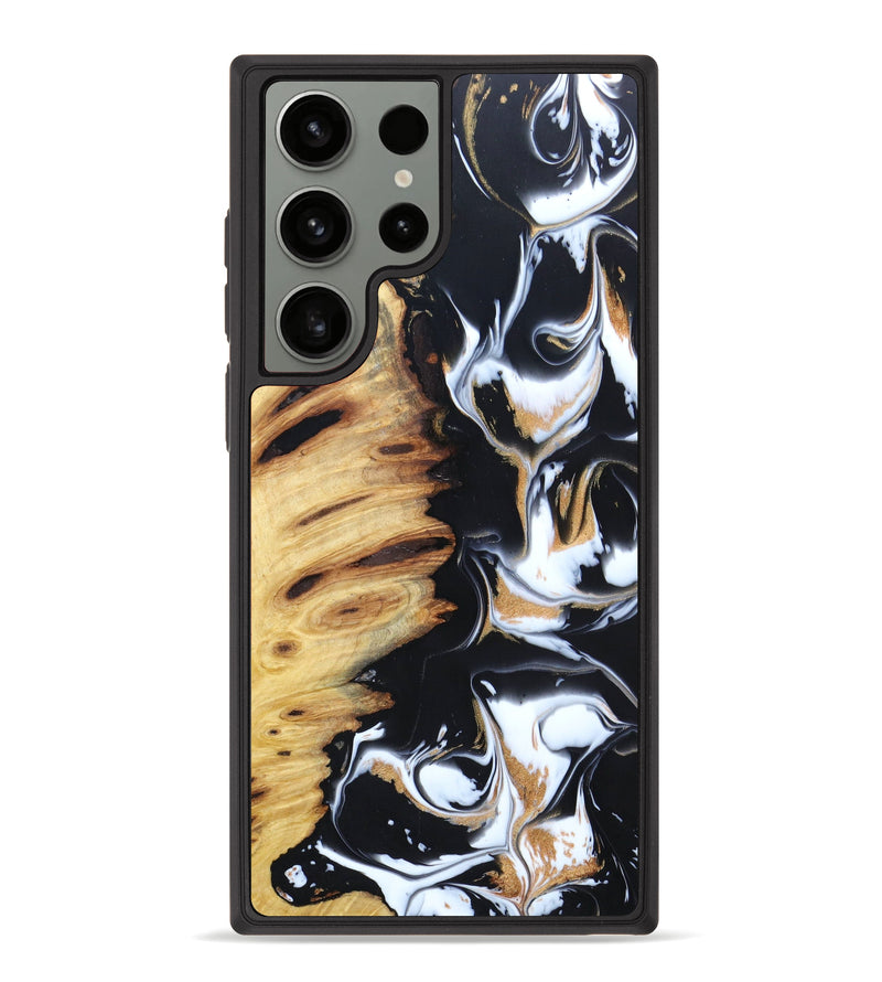 Galaxy S23 Ultra Wood+Resin Phone Case - Dixie (Black & White, 629501)