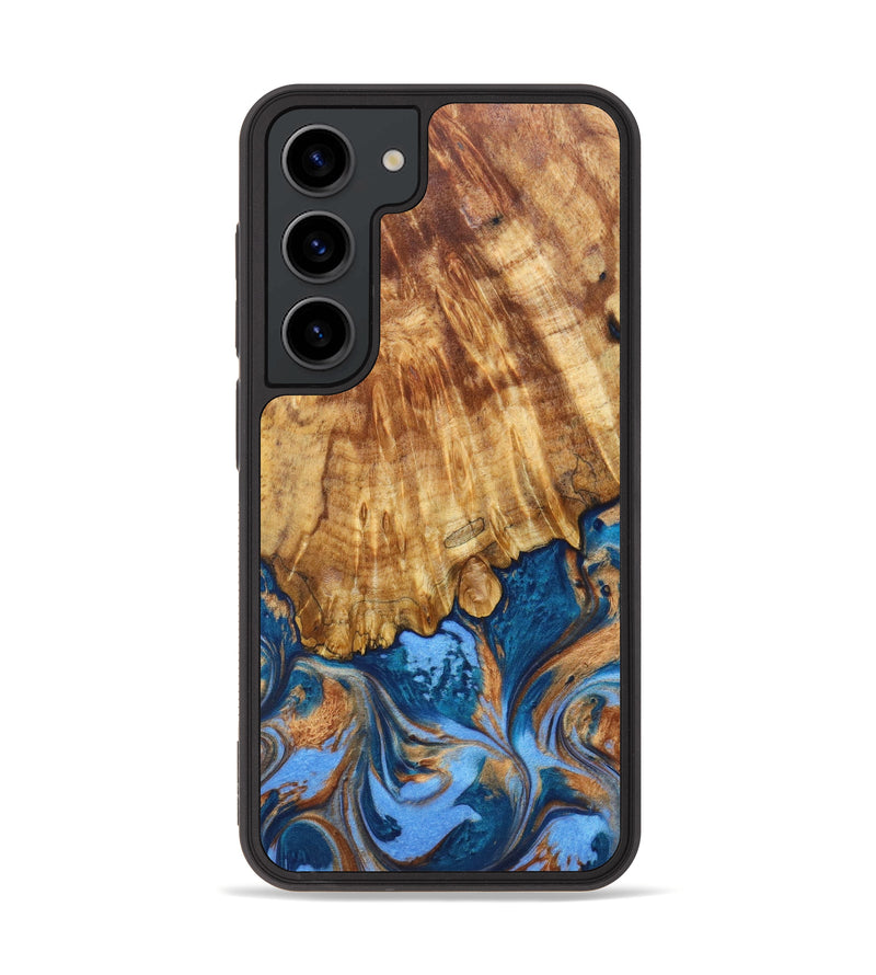 Galaxy S23 Wood+Resin Phone Case - Liza (Teal & Gold, 630684)