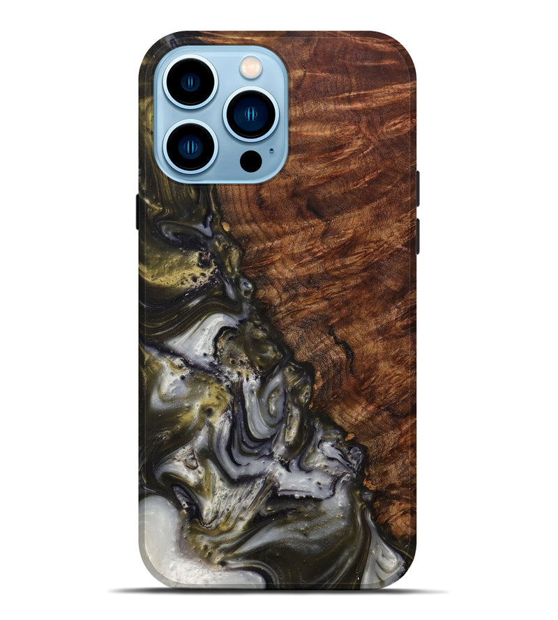 iPhone 14 Pro Max Wood+Resin Live Edge Phone Case - Chiquita (Metallic, 613949)