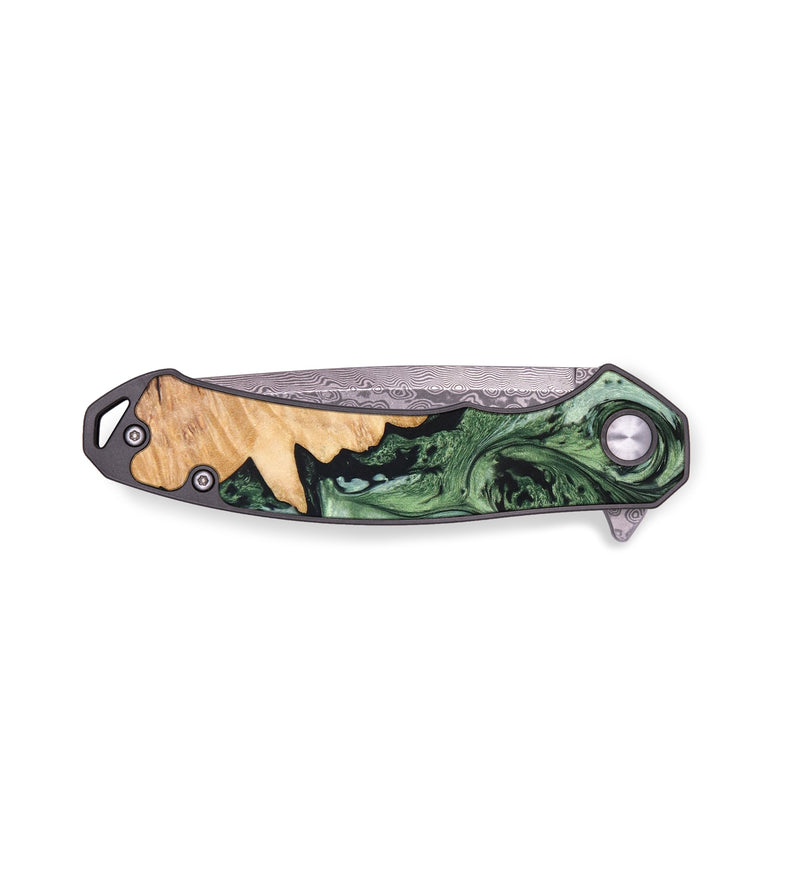 EDC Wood+Resin Pocket Knife - Alexandra (Green, 640361)