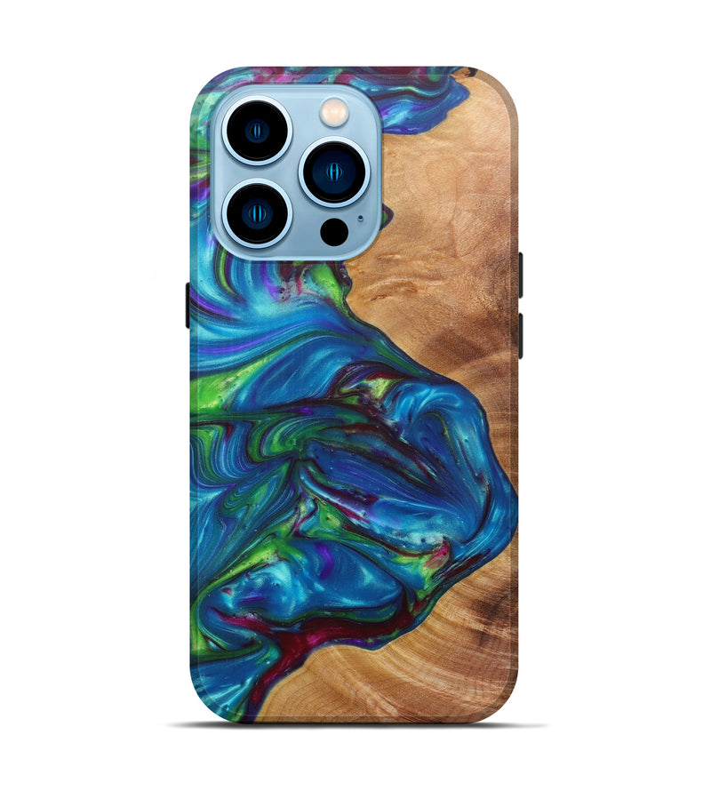 iPhone 14 Pro Wood+Resin Live Edge Phone Case - Kit (Light Blue, 598626)