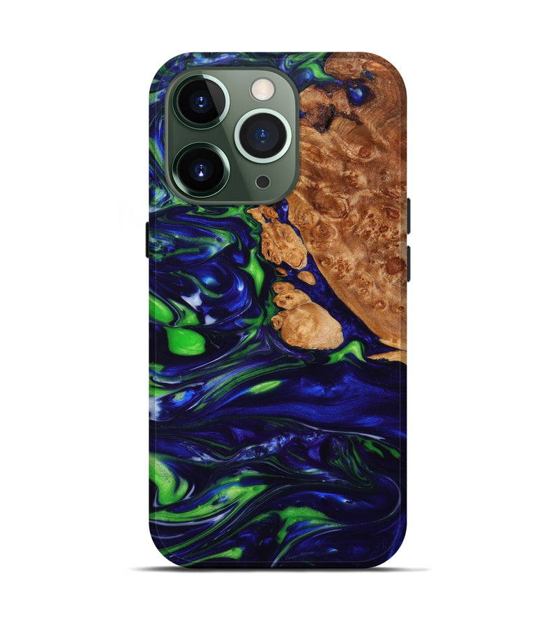 iPhone 13 Pro Wood+Resin Live Edge Phone Case - Sondra (Green, 629787)
