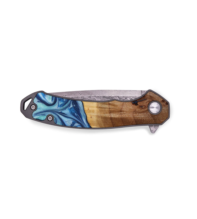 EDC Wood+Resin Pocket Knife - Daisy (Blue, 644193)