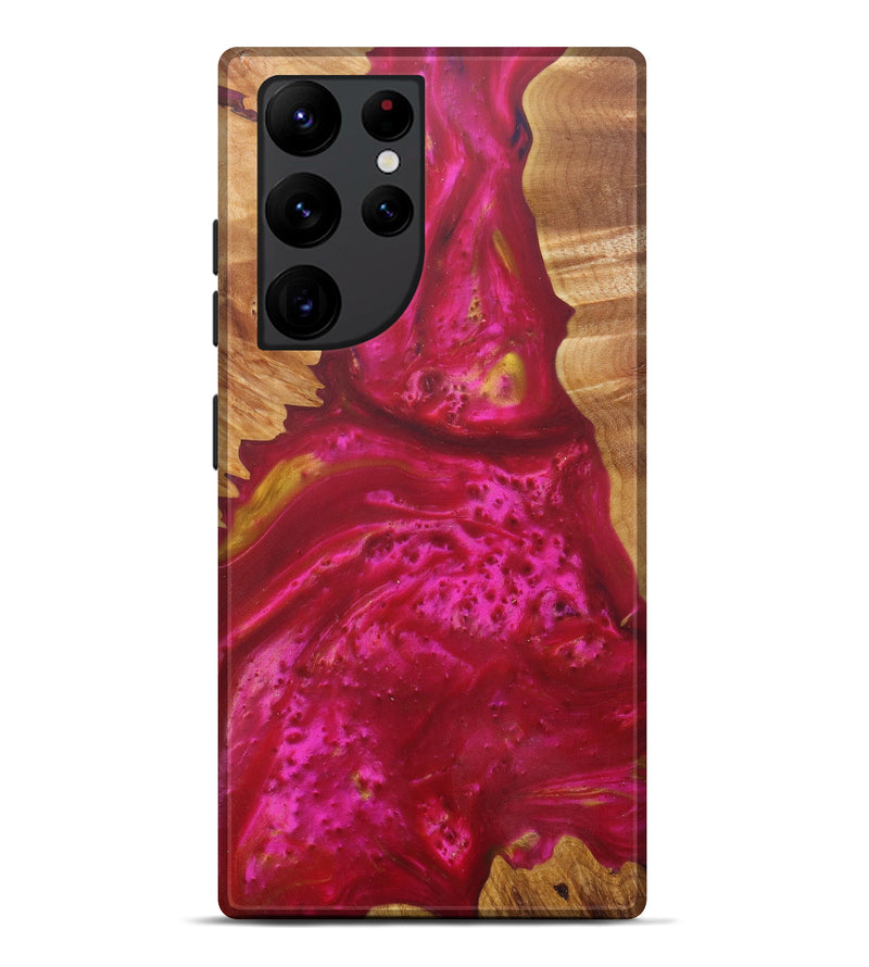 Galaxy S22 Ultra Wood+Resin Live Edge Phone Case - Margarete (Dark Red, 602513)