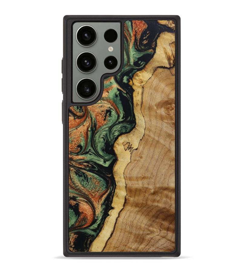 Galaxy S23 Ultra Wood+Resin Phone Case - Alaina (Green, 645430)
