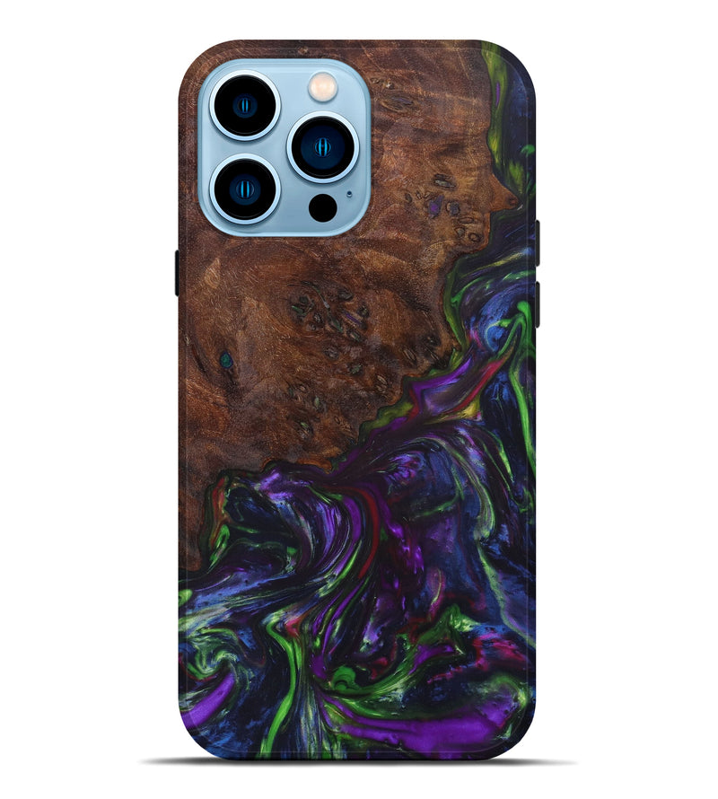 iPhone 14 Pro Max Wood+Resin Live Edge Phone Case - Tatiana (Purple, 632691)