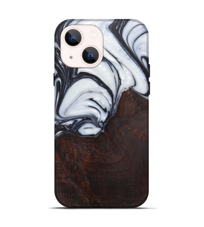 iPhone 14 Wood+Resin Live Edge Phone Case - Luci (Black & White, 593749)