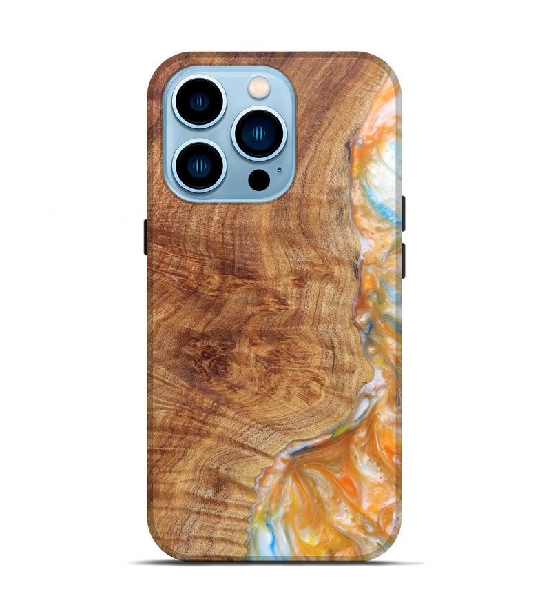 iPhone 14 Pro Wood+Resin Live Edge Phone Case - Manjit (Light Blue, 606838)