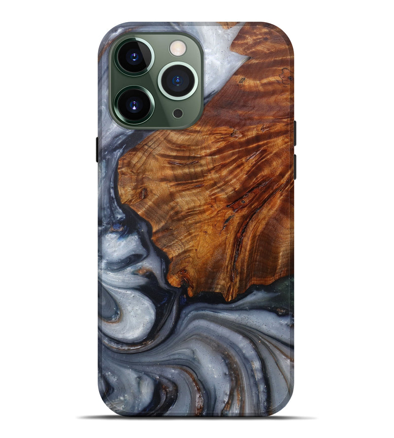iPhone 13 Pro Max Wood+Resin Live Edge Phone Case - Farhan (Black & White, 589816)