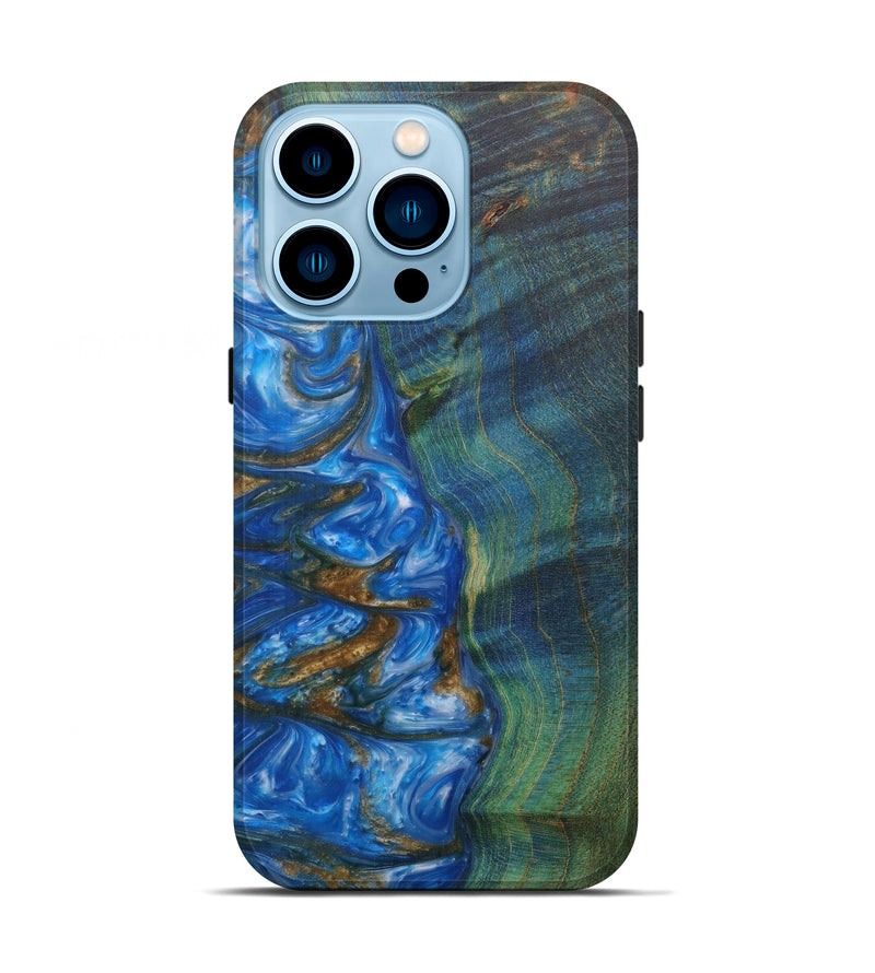 iPhone 14 Pro Wood+Resin Live Edge Phone Case - Ralina (Light Blue, 591784)