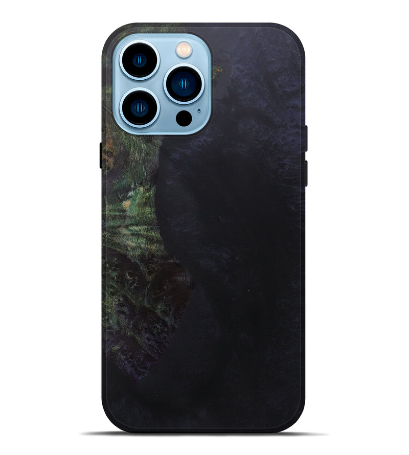 iPhone 14 Pro Max Wood+Resin Live Edge Phone Case - Winnifred (Pure Black, 601228)