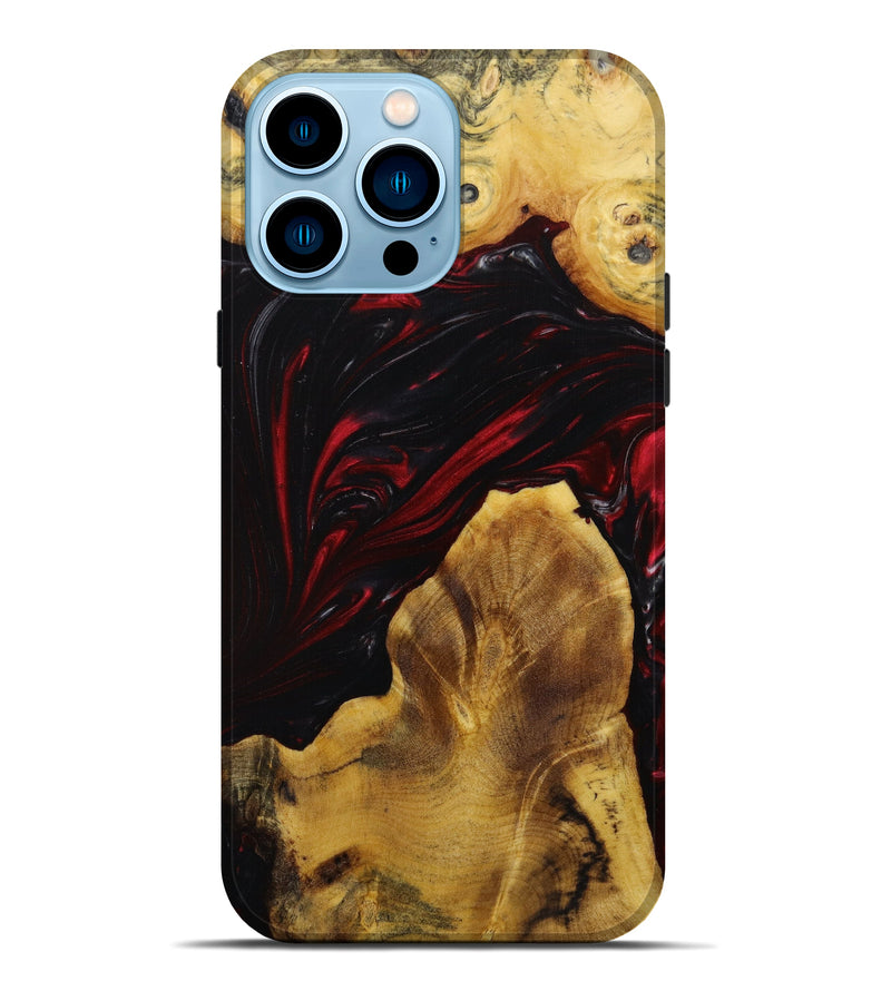 iPhone 14 Pro Max Wood+Resin Live Edge Phone Case - Leo (Red, 642472)