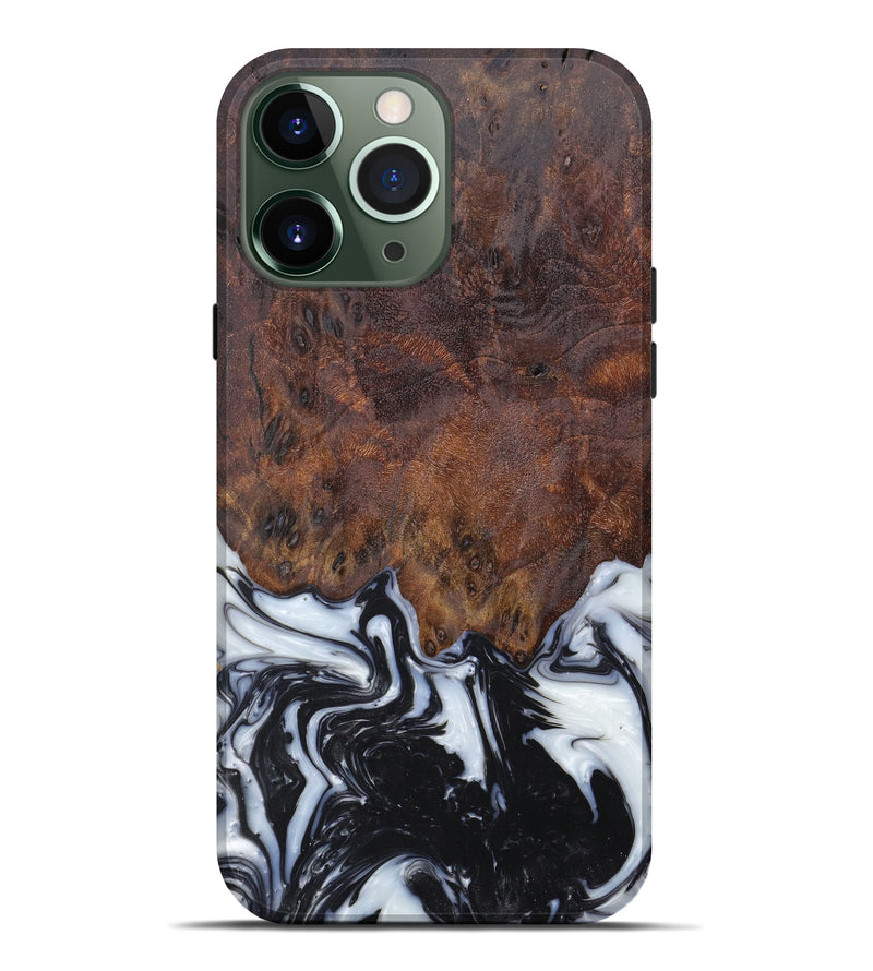iPhone 13 Pro Max Wood+Resin Live Edge Phone Case - Rosalie (Black & White, 606825)