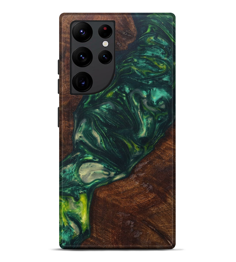 Galaxy S22 Ultra Wood+Resin Live Edge Phone Case - Fulvia (Dark Green, 605518)