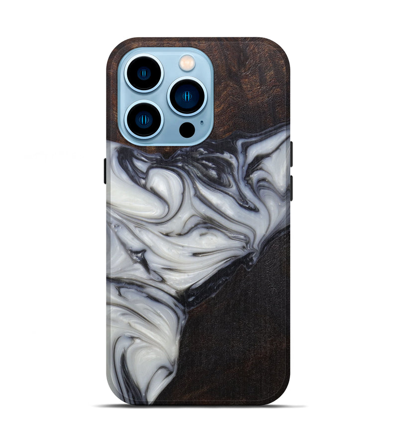 iPhone 14 Pro Wood+Resin Live Edge Phone Case - Merry (Black & White, 591763)