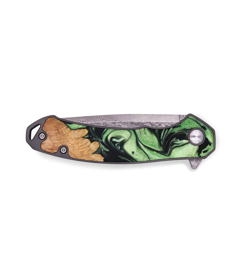 EDC Wood+Resin Pocket Knife - Donnie (Green, 640350)