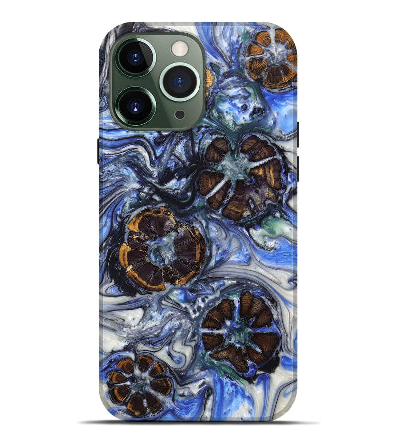 iPhone 13 Pro Max Wood+Resin Live Edge Phone Case - Delmer (Black & White, 633117)