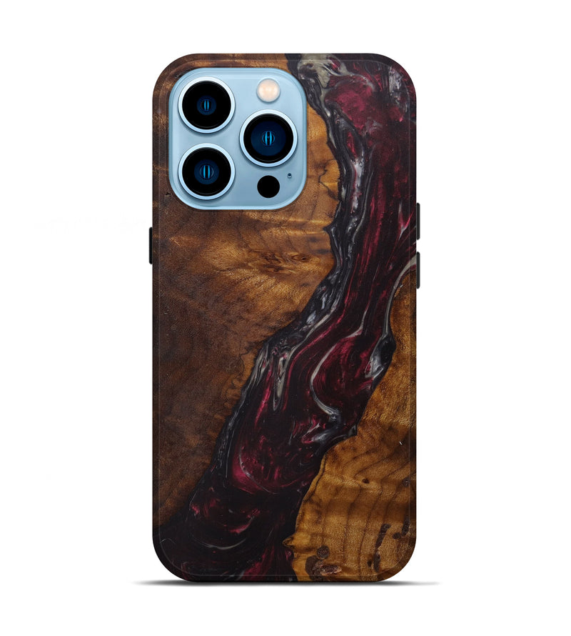 iPhone 14 Pro Wood+Resin Live Edge Phone Case - Elhamy (Dark Red, 594207)