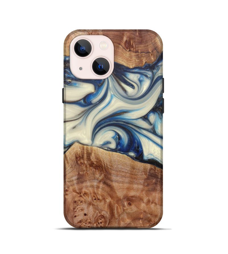 iPhone 13 mini Wood+Resin Live Edge Phone Case - Dyana (Light Blue, 600185)