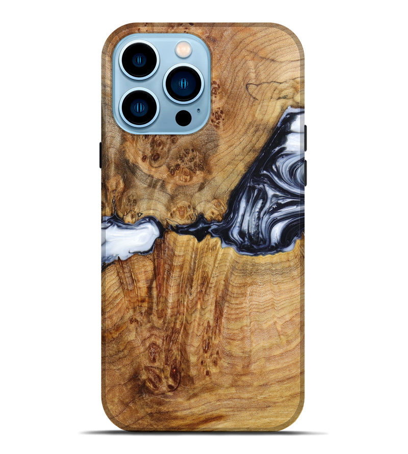 iPhone 14 Pro Max Wood+Resin Live Edge Phone Case - Harmony (Black & White, 633101)
