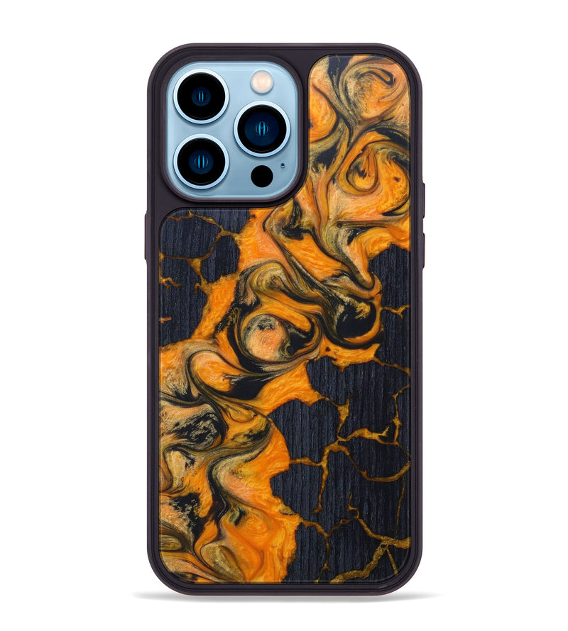 iPhone 14 Pro Max Wood+Resin Phone Case - Jannie (Lava, 625070)