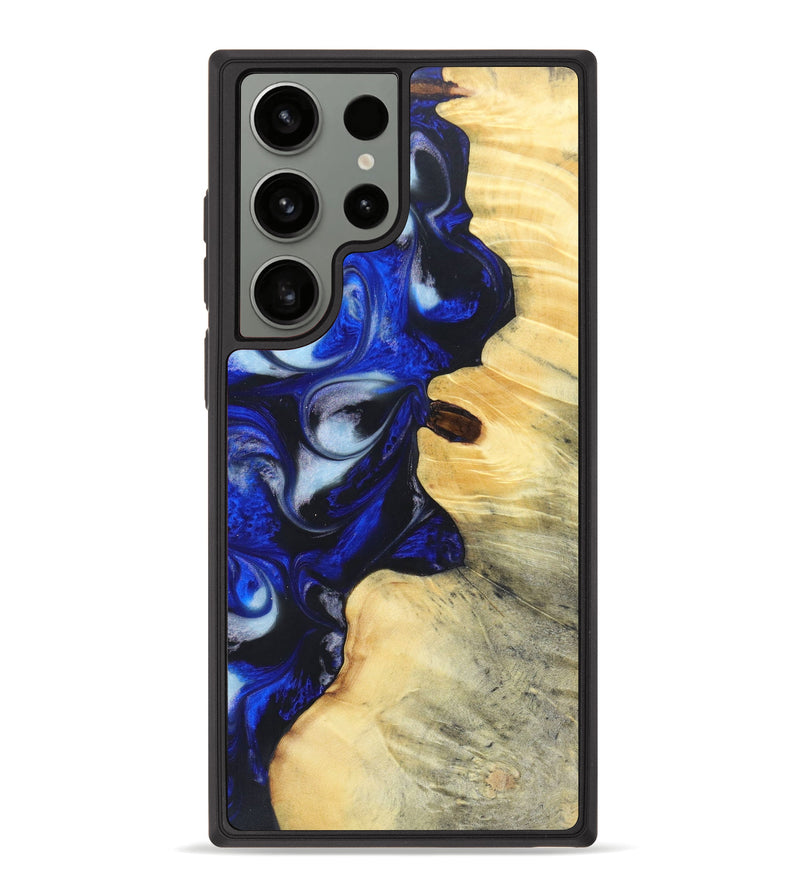 Galaxy S23 Ultra Wood+Resin Phone Case - Misty (Blue, 627298)