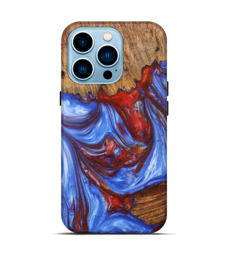 iPhone 14 Pro Wood+Resin Live Edge Phone Case - Sonia (Blue, 621657)