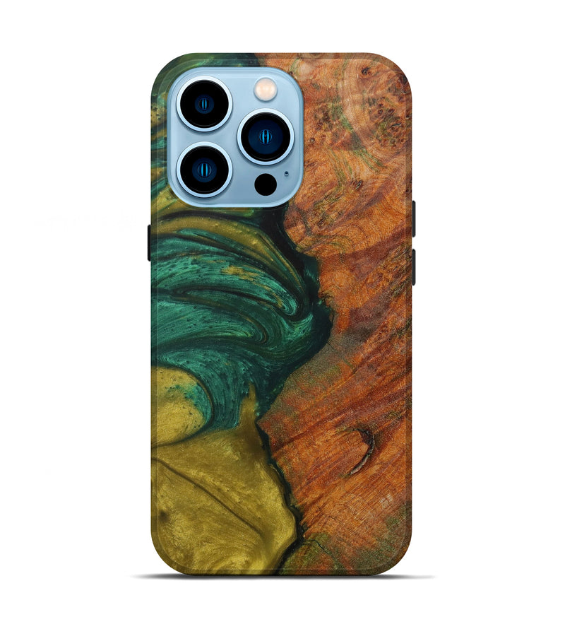 iPhone 14 Pro Wood+Resin Live Edge Phone Case - Ireland (Green, 622899)