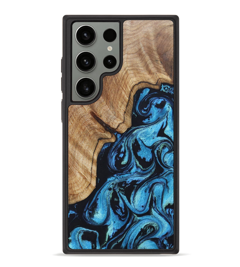 Galaxy S23 Ultra Wood+Resin Phone Case - Malia (Blue, 626495)