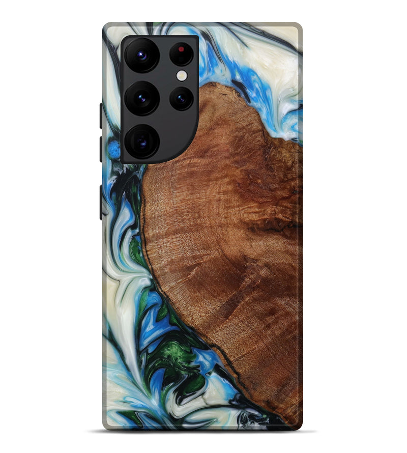 Galaxy S22 Ultra Wood+Resin Live Edge Phone Case - Lia (Blue, 619894)