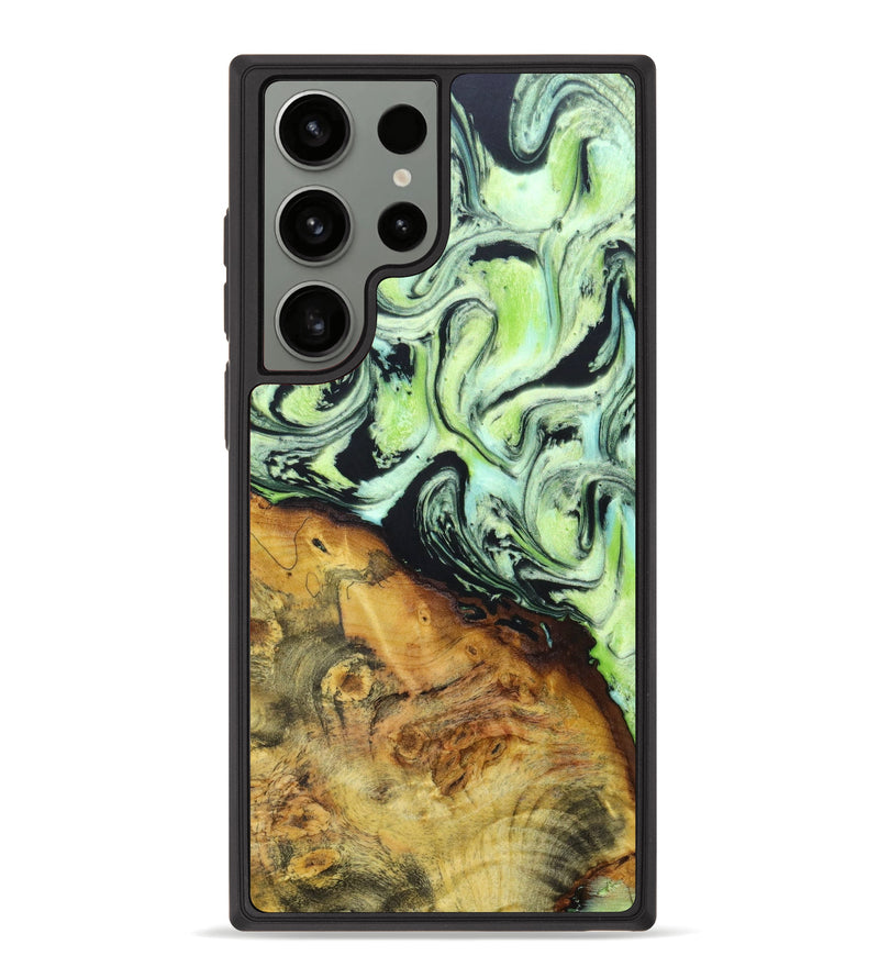 Galaxy S23 Ultra Wood+Resin Phone Case - Michelle (Green, 623650)