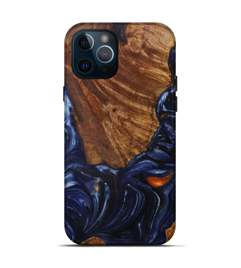 iPhone 12 Pro Wood+Resin Live Edge Phone Case - Zyg (Dark Blue, 585591)