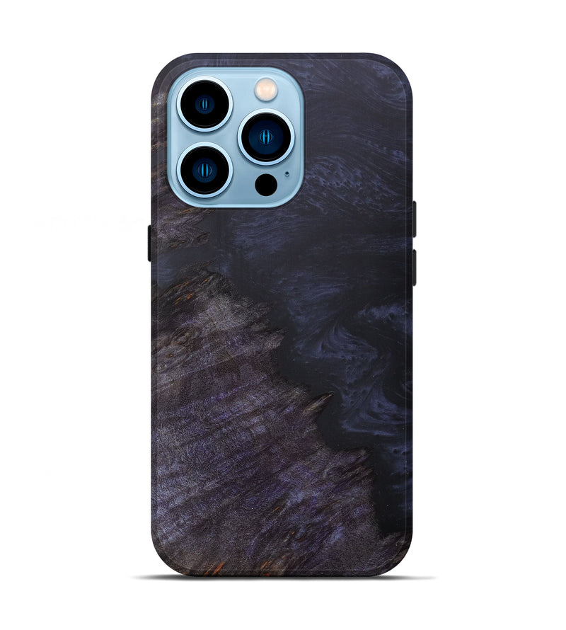 iPhone 14 Pro Wood+Resin Live Edge Phone Case - Ivett (Pure Black, 607140)