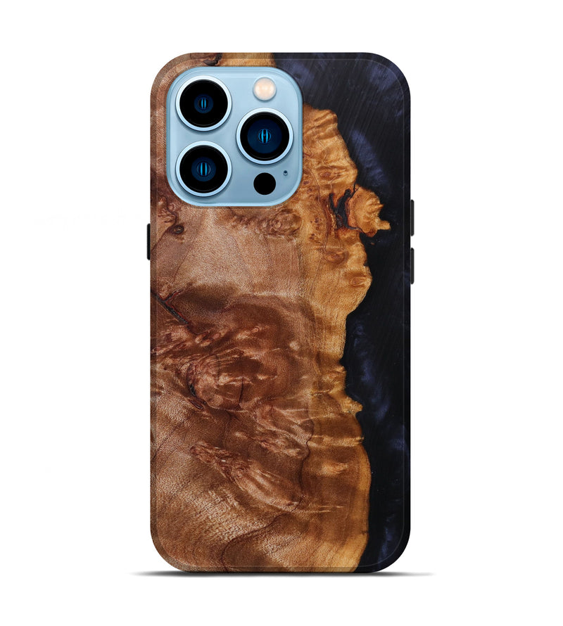 iPhone 14 Pro Wood+Resin Live Edge Phone Case - Niki (Pure Black, 604534)