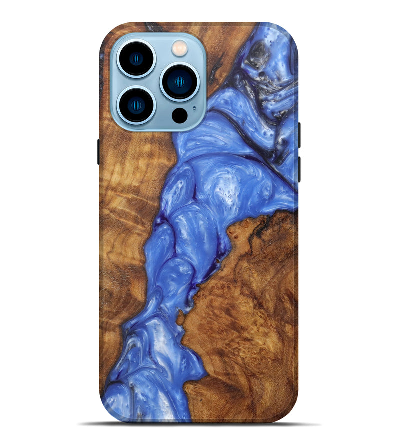 iPhone 14 Pro Max Wood+Resin Live Edge Phone Case - Debby (Light Blue, 588011)