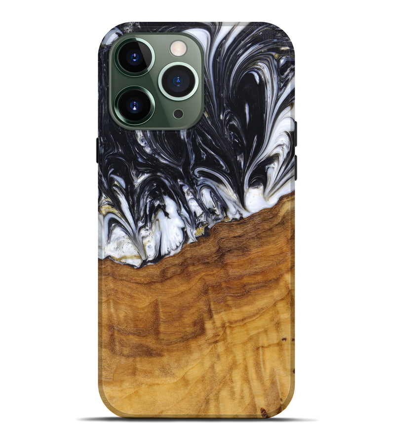 iPhone 13 Pro Max Wood+Resin Live Edge Phone Case - Brice (Black & White, 633089)